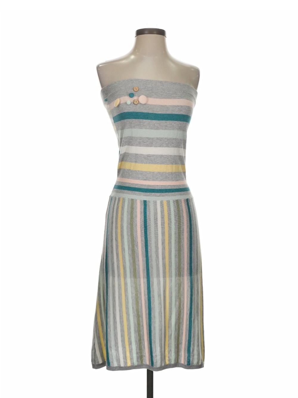 COVET• striped cotton midi dress